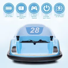 Kids Ride on Bumper Car, 12V Battery Powered Bumper Car with Remote Control, Electric Bumping Toy with 360 Degree Spin, Music, LED