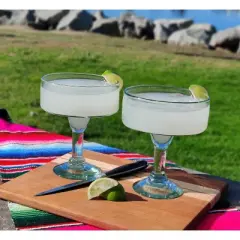 Dos Sue&ntilde;os Mexican Hand Blown Margarita Glasses - Natural - 16oz - Set of 2