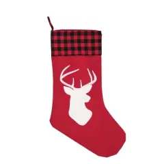 C&F Home 20" Lodge Deer Silhouette Buffalo Plaid Check Cuff Hanging Large Christmas Stocking