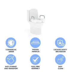 Emma and Oliver Ramsey Elevated Toilet Seat for the Elderly with Height Adjustable Foam Wrapped Handles and Locking Safety Mechanism