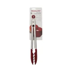 KitchenAid Stainless Steel with Silicone Tipped Tongs Red: Cooking Tongs, Locking Mechanism, Dishwasher-Safe
