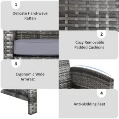 Tangkula Set of 4 Patio Wicker Conversation Furniture Set Sofa & Table Set w/4 Seats Outdoor Rattan Sofa Set Mix grey