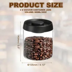 Unique Bargains Glass Airtight Vacuum Seal Coffee Bean Container 30oz