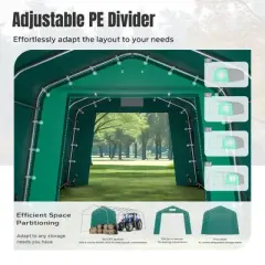 Captiva Designs 11 ft. x 24 ft. x 8.4 ft. Heavy-Duty Portable Garage & Agricultural Shed with Galvanized Frame, Removable Doors and Walls