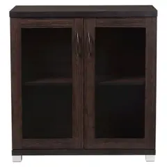 Zentra Modern and Contemporary Sideboard Storage Cabinet with Glass Doors - Dark Brown - Baxton Studio