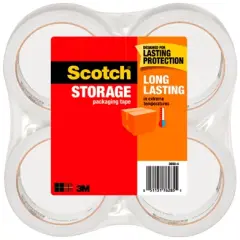 Scotch Long Lasting Storage Packaging Tape, 1.88 Inches x 54.6 Yards, Clear, Pack of 4