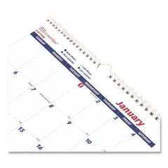 Twin-Wirebound Wall Calendar, One Month per Page, 12 x 17, White/Blue Sheets, 12-Month (Jan to Dec): 2026