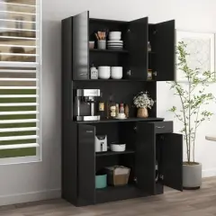 KTMBDW Kitchen Pantry Cabinet, Pantry Storage Cabinet with Adjustable Shelves and Drawer, Sideboard Buffet Cupboards for Home Office Use
