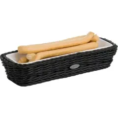 Saleen RECTANGULARIN B Modern Wicker Basket with Porcelain Insert - Stylish Serving for Every Occasion