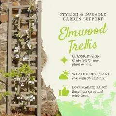 Dura-Trel Elmwood 22"x75" Indoor Outdoor Garden Trellis Plant Support for Vines & Climbing Plants, Flowers, & Vegetables with Ground Anchors