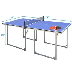 Mid-Size Table Tennis Table, 6&rsquo; x 3&rsquo; Table Tennis Game Set with Net, 2 Table Tennis Paddles & 3 Ping Pong Balls, Foldable Ping Pong Table for Outdoor