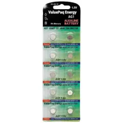 Dantona&reg; ValuePaq Energy AG1 Alkaline Button Cell Batteries, 10 Pack in Silver