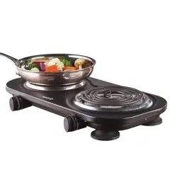 Brentwood Electric 1500W Double Burner in Black