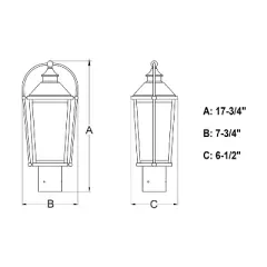 VAXCEL Lexington 1 Light Dusk to Dawn Black Outdoor Post Lamp Clear Glass