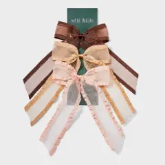 Organza Bow Pelican Hair Clip Set 3pc - Wild Fable&trade; Brown/Cream