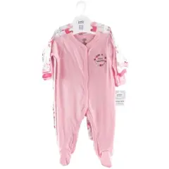 Luvable Friends Baby Girl Cotton Snap Sleep and Play 3pk, Pink Floral