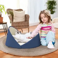 MaseiKar 2 in 1 Foam Cat Bed Cave for Kittens and Small Dogs, Windproof Cat Beds with Side Barriers, Calming Cat Nest, Cat Hideaway