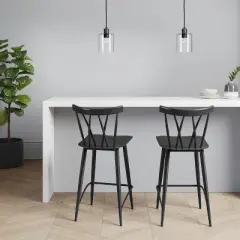 Set of 2 Becket Metal X Back Counter Height Barstool Black - Threshold&trade;