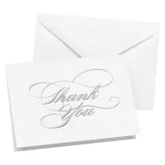 50ct Wedding Thank You Cards Silver