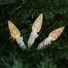 Northlight 70ct Warm White Faceted LED C6 Christmas Lights, 23ft White Wire