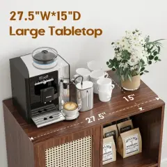 SEVOBAL 47" Sideboard Cabinet Storage Bar Cabinet with Rose Racks Buffet Cabinet for Home Living Room Kitchen Entryway, Brown, 15"*27.5"*33.8"