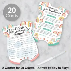 Big Dot of Happiness Hello Rainbow - 2-in-1 Boho Baby Shower Cards - Activity Duo Games - Set of 20