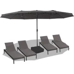 GustoWave Outdoor 15FT Double-Sided Patio Umbrella with Base