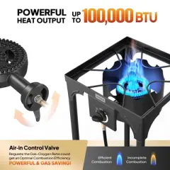 ROVSUN 100,000 BTU Portable Gas Camping Stove, Outdoor Propane Burner with Regulator, High Pressure Single Cooker Camp Cooking Home Brewing