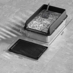 Large Stainless Steel Litter Box with Lid, Litter Box with Sifter Scoop and Double Layer Litter Mat, 6" Deep Metal Cat Litter Box
