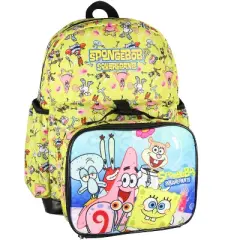 SpongeBob SquarePants Backpack All-Over Tossed Print Cartoon Character 2-Piece Lunchbox School Travel Book Bag