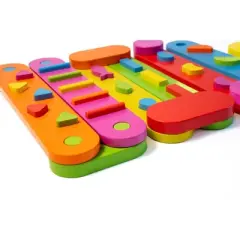 Bintiva Solid Wood Obstacle Course Set &ndash; Interactive Motor Skills Play System with Color and Number Bases