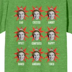 Elf Buddy Mood Faces Crew Neck Short Sleeve Green Heather Women's T-shirt