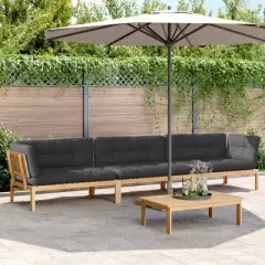 vidaXL - 4 Piece Patio Pallet Sofa Set with Cushions - Acacia Wood Modular Lounge Set for Garden/Patio - Brown & Anthracite