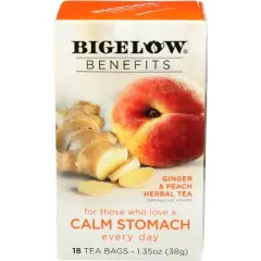 Bigelow Benefits Ginger & Peach Herbal Tea - Case of 6 - 18 Bags