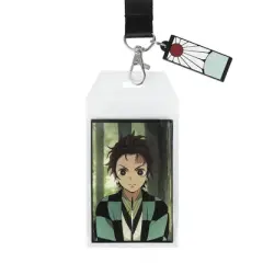 Demon Slayer Tanjiro Earring Black & Green Checkered Lanyard
