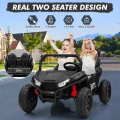 Ride On Car Utv, 24V 2 Seater, Off-Road Kids Electric Vehicles with Metal Frame, 3 Speeds for Boys and Girls