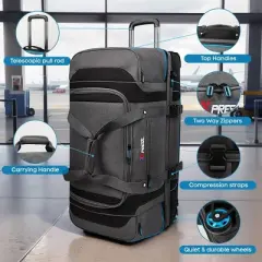 NEW YORK XPRESS TBL-074 Wheeled Rolling Duffle Bag, with Multi- Pocket, Tear-Resistant 30"