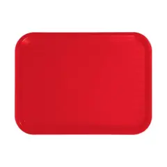 Winco Cafeteria Fast Food Tray, Plastic, Red, 12" x 16" - Pack of 12
