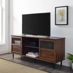 Modern Wood and Glass Door Console TV Stand for TVs up to 65" - Saracina Home