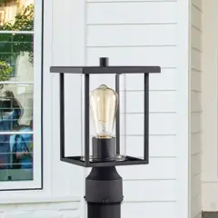 C Cattleya 1-Light 7 in. Black Outdoor Post Light with Clear Glass