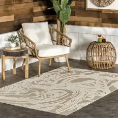 nuLOOM Leisa Abstract Swirls Indoor/Outdoor Patio Area Rug
