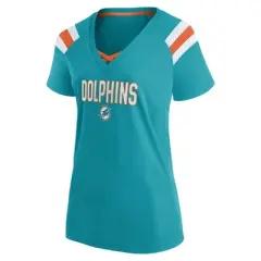 NFL Miami Dolphins Women's Authentic Mesh Short Sleeve Lace Up V-Neck Fashion Jersey