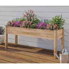 CedarCraft Elevated Cedar Planter Rectangular Outdoor Garden Bed Natural 23"x72"x30": Weather-Resistant with Drainage Holes