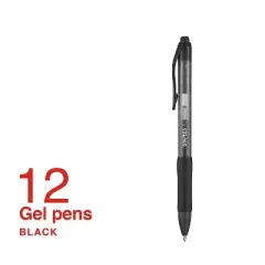 STAPLES AURA GEL RETRACTABLE PENS 0.7MM BLACK 12PK (29195) 2072167