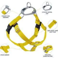 2 Hounds Design Freedom No Pull Dog Harness | Comfortable Control for Easy Walking | Adjustable Dog Harness | Made in USA | 1" LG Yellow