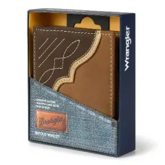 Wrangler Mens RFID Genuine Leather Bifold Wallet With Flip-Out ID Window Comes in a Gift Box, Gift for Men