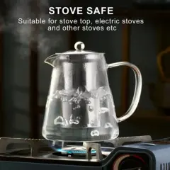 Itopfox Glass Teapot Stovetop Safe, Borosilicate Clear Tea Kettle with Removable Stainless Steel Infuser, Ideal for Loose Leaf and Blooming Tea