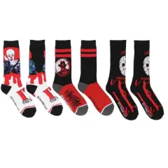 Horror Movie Friday The 13th A Nightmare On Elm Street IT Crew Socks Size 8-12 Multicoloured
