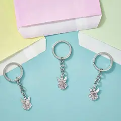 Okuna Outpost 60 Pack Guardian Angel Keychains with Key Rings for Baptism, First Communion & Wedding, Silver