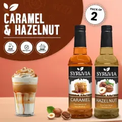 Syruvia Coffee Flavors Variety Pack: Caramel & Hazelnut 25.4 fl oz Syrup